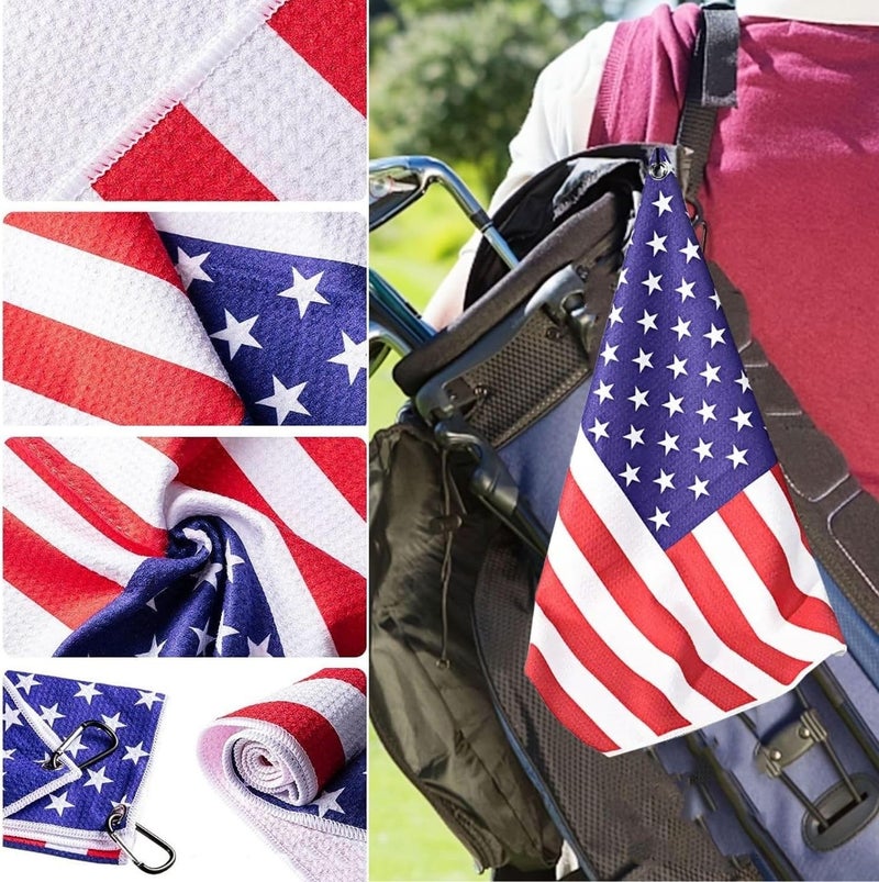 botogift Funny Golf Towel, Printed Golf Towels for Golf Bags with Clip, Golf Gift for Men Husband Boyfriend Dad, Birthday Gifts for Fan - USA Flag - Image 3
